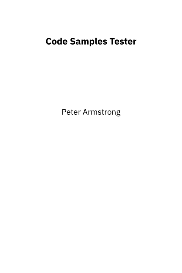 Code Samples Tester [Leanpub PDF/iPad/Kindle]