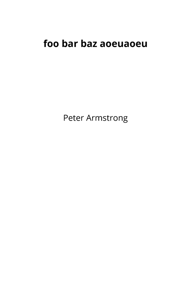 foo bar baz aoeuaoeu [Leanpub PDF/iPad/Kindle]