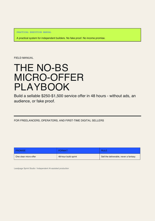 The No-BS Micro-Offer Playbook
