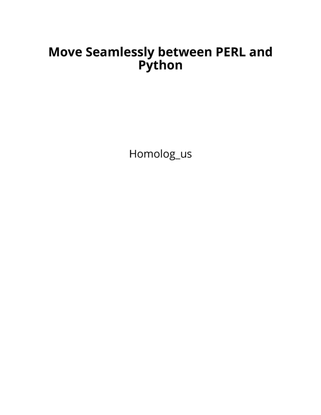 Move Seamlessly between PERL and Python [Leanpub PDF/iPad/Kindle]