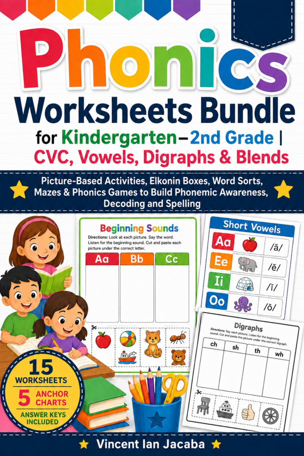 Phonics Worksheets Bundle [Leanpub PDF/iPad/Kindle]