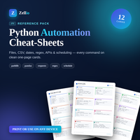 Python Automation Cheat-Sheets — 12 Print-Ready Cards for Real-World Scripting (PDF)