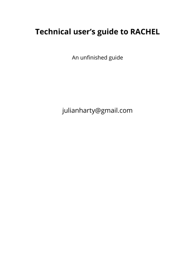 Technical user's guide to RACHEL [Leanpub PDF/iPad/Kindle]