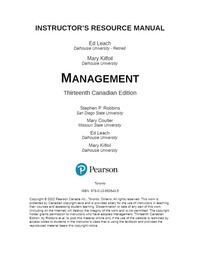 Solution Manual For Management, Canadian Edition, 13th Edition by tephen P. Robbins, Mary A. Coulter, Ed Leach, Mary Kilfoil Chapter 1-17