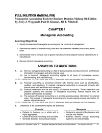 Solution Manual For Managerial Accounting Tools for Business Decision Making 9th Edition by Jerry J. Weygandt, Paul D. Kimmel, Jill E. Mitchell