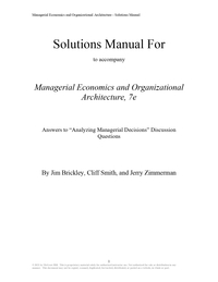 Solution Manual For Managerial Economics Foundations of Business Analysis and Strategy, 14th Edition Christopher Thomas Chapter(1-16)