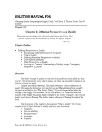 Solution Manual For Managing Quality Integrating the Supply Chain, 7th Edition S. Thomas Foster, John W. Gardner Chapter 1-15