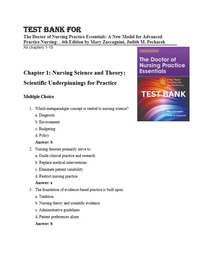 Test Bank for The Doctor of Nursing Practice Essentials A New Model for Advanced Practice Nursing 4th Edition by Mary Zaccagnini, Judith M. Pechacek