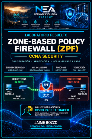 Zone-Based Policy Firewall (ZPF) | Laboratorio CCNA Security Resuelto + Packet Tracer